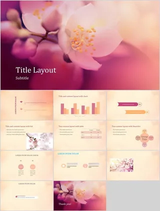 分色花朵古风ppt通用模板