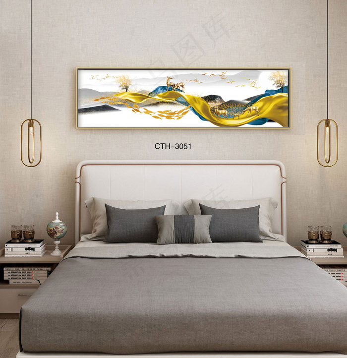 轻奢晶瓷装饰画客厅沙发背景墙卧室床头挂画酒店样板间房间模型现代抽象风