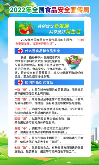 蓝色风格全国食品安全宣传周海报食品安全宣传栏