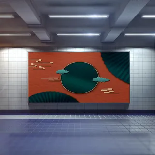 中国风国潮展板背景psd分层模板