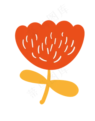 卡通小花朵红色点缀素材