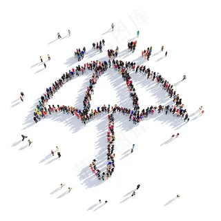 雨伞人物组合图案摄影高清图片