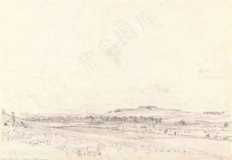 康斯坦布尔手绘素描风景画