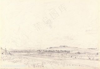 康斯坦布尔手绘素描风景画