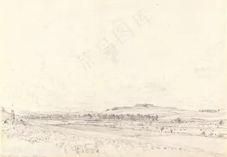 康斯坦布尔手绘素描风景画