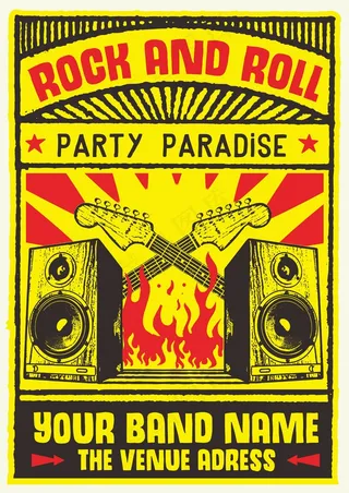 音乐排队海报 复古火焰