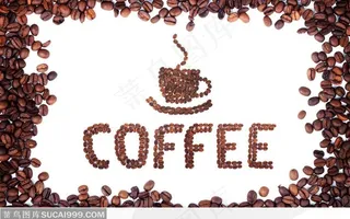 咖啡豆拼成的咖啡杯