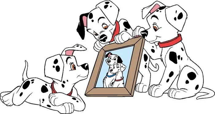 卡通动画动漫一群可爱狗狗看镜子看照片的斑点狗矢量图海报元素图cdr矢量模版下载
