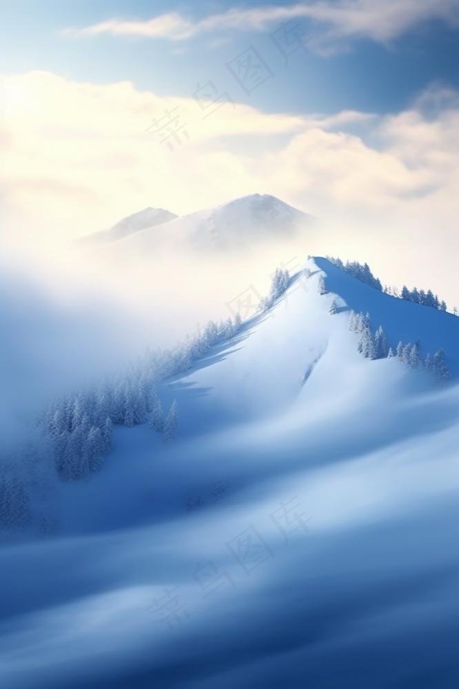 雪景树林阳光背景(896x1344)