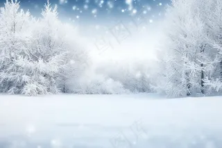 冬天大雪雪花雾凇摄影图