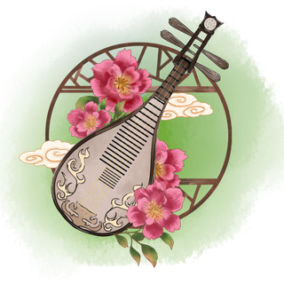 古风乐器培训免抠素材 