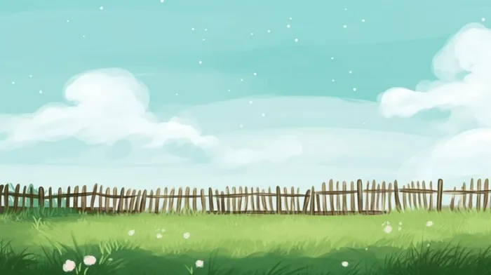 草地栏杆背景(1456x816)