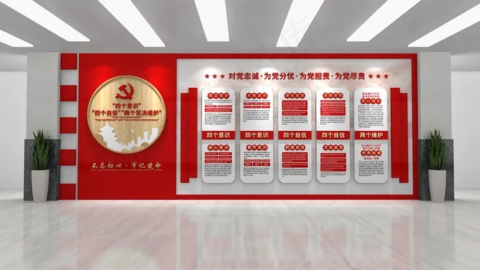 四个意识宣传墙3cdr矢量模版下载