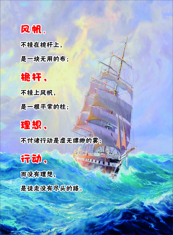 起航励志海洋帆船展板
