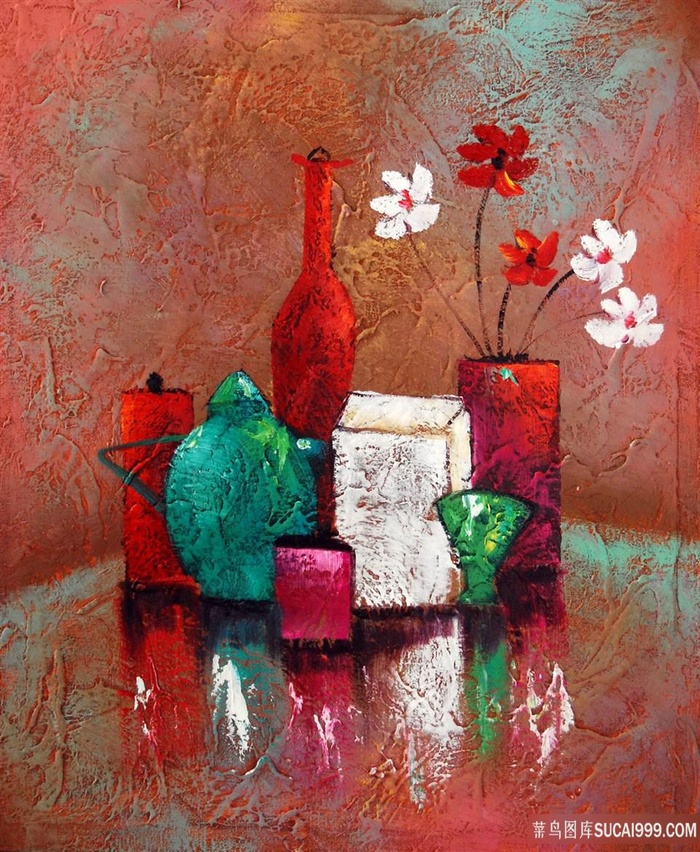 唯美水彩花卉花瓶插画