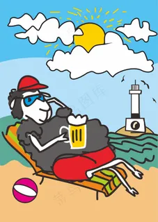 小绵羊 海边渡徦 啤酒沙滩