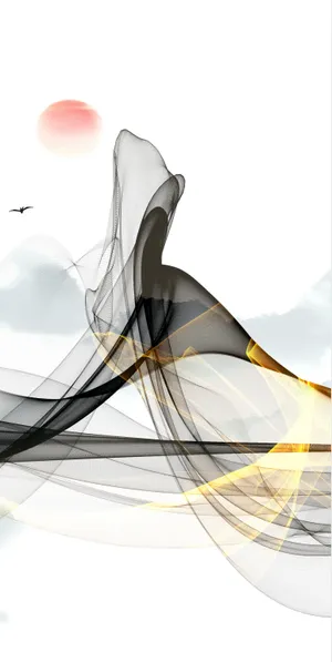 轻奢北欧现代简约大气吉祥鸿运当头山水一帆风顺波浪波纹装饰画