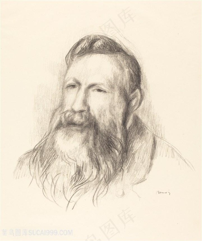 奥古斯特 · 雷诺阿-奥古斯特 · 罗丹素描肖像装饰画