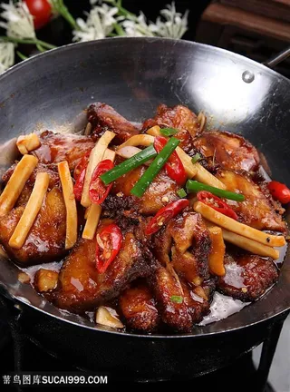 中华美食干锅比目鱼 元摄影图