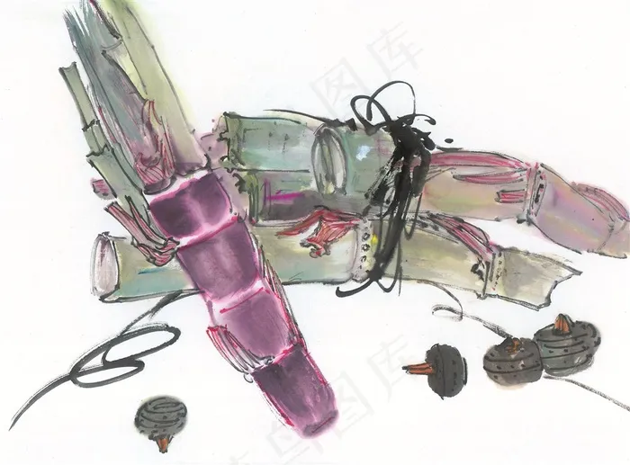 国画瓜果蔬菜鱼虾蟹国画欣赏摄影图片