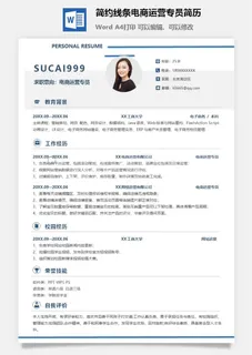 简约线条电商运营专员简历