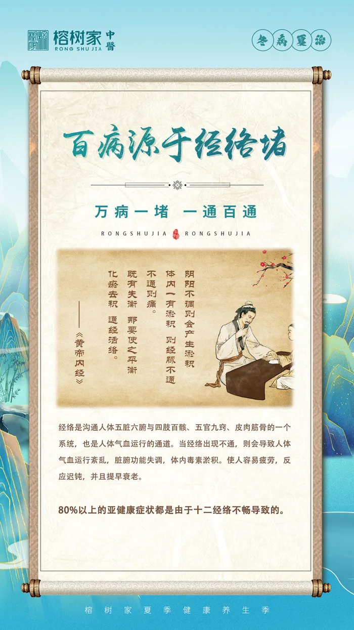 夏季养生经络海报psd模版下载