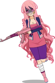 红发女孩开抢素材卡通