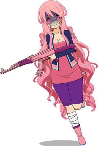 红发女孩开抢素材卡通