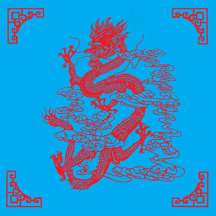 龙剪纸 剪纸风元素ai矢量模版下载