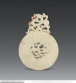 黄玉雷纹龙凤出廓璧图片