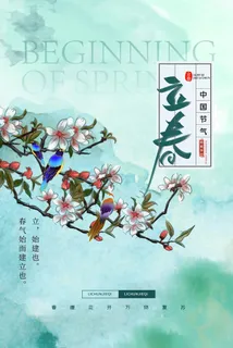 创意立春2月二月春天春季你好24二十四节气广告海报素材设计模板