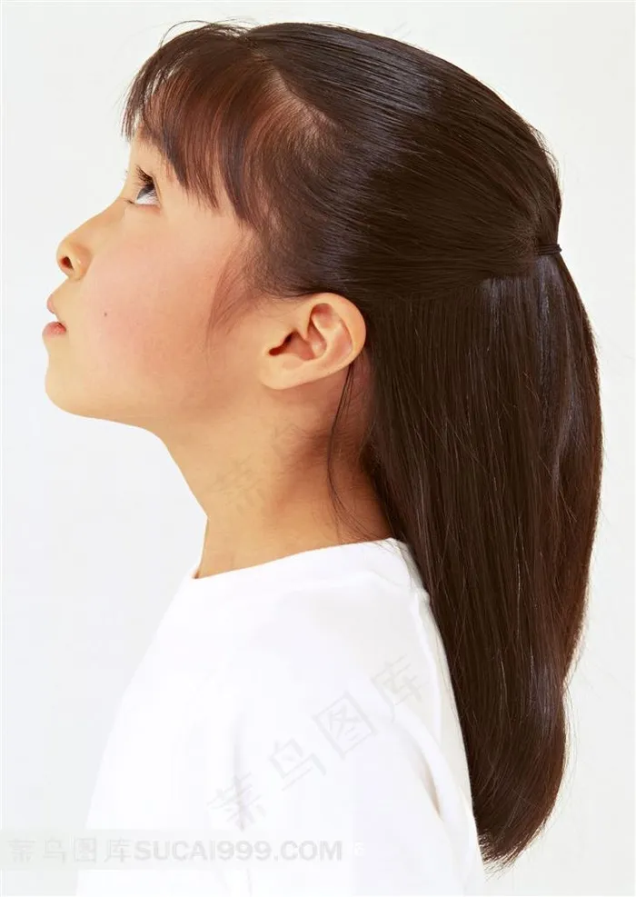 女孩侧面摄影素材