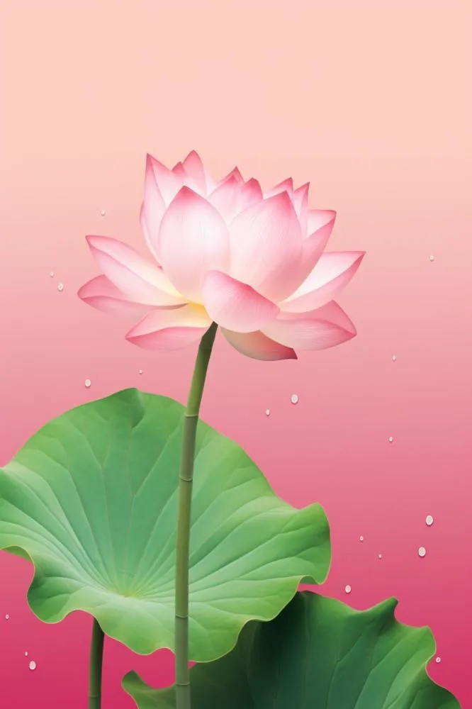 清爽简约创意粉色荷花插画背景(896x1344)
