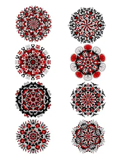 中国风古典民族风手绘曼陀罗花纹圆形插画AI矢量装饰图案PSD素材