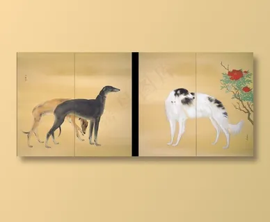 桥本关雪猎狗绘画作品素材