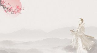 中国风传统水墨古风古典展板边框工笔画PS海报背景平面设计素材