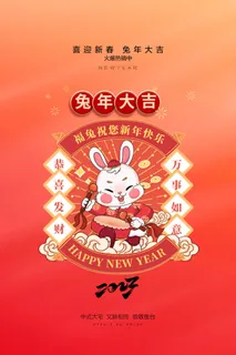 创意2023兔年春节海报