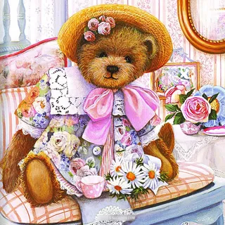 卡通熊沙发艺术油画