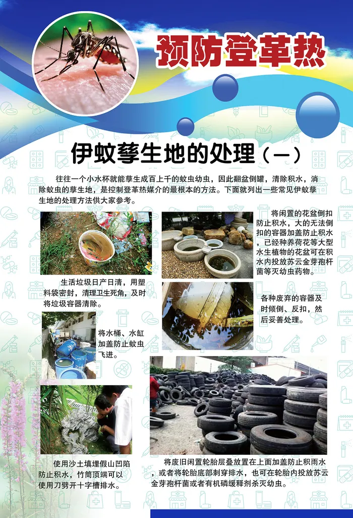 预防登革热宣传系列挂图海报psd模版下载