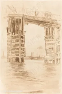 惠斯勒素描湖畔建筑 惠斯勒素描湖畔建筑