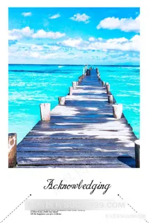 唯美木桥海景风景画