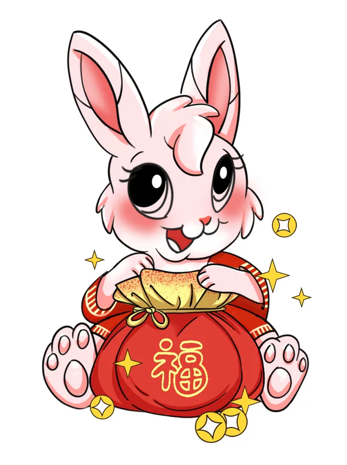 兔年福袋兔 兔年兔子 兔年元素 兔年可爱兔 兔子psd模版下载