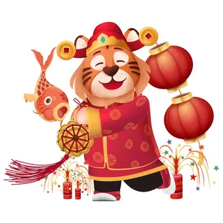 PNG免扣2022虎年新年春节元旦卡通老虎形象图片插画PSD设计素材