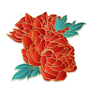 国潮风立体浮雕金边手绘花朵花卉PSD设计PNG免扣图片元素素材