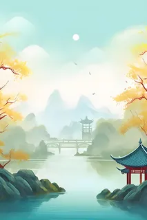 国风庭院简约清新阳光背景