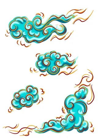 中国风中式国潮敦煌云纹祥云插画图案云朵云彩元素PSDAI设计素材