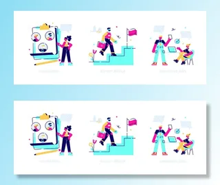 扁平化人物场景办公互联网等距ai矢量设计网页海报UI素材插画