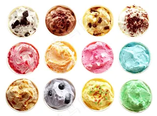 多种多样的美味冰淇淋