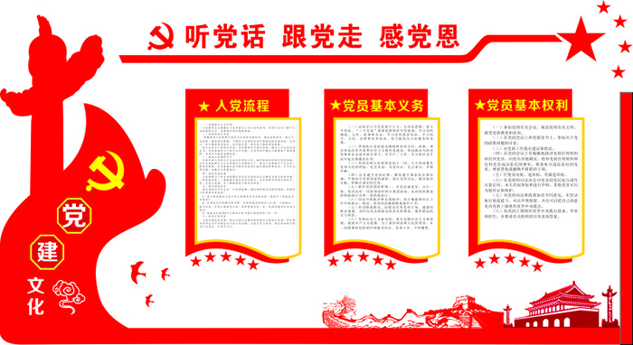3--听党话跟党走感党恩党建文化墙cdr矢量模版下载