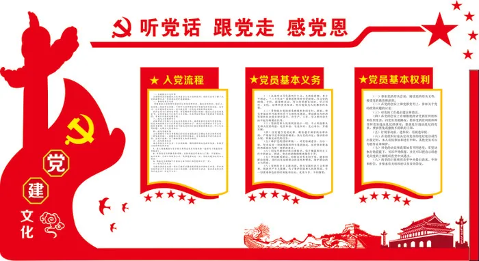 3--听党话跟党走感党恩党建文化墙cdr矢量模版下载